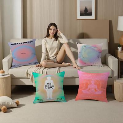 Psychedelic 70s Gradient Spiritual Energy Meditation Pillow Cushion Cover Pillowcase Living Room Sofa Home Decor Customized
