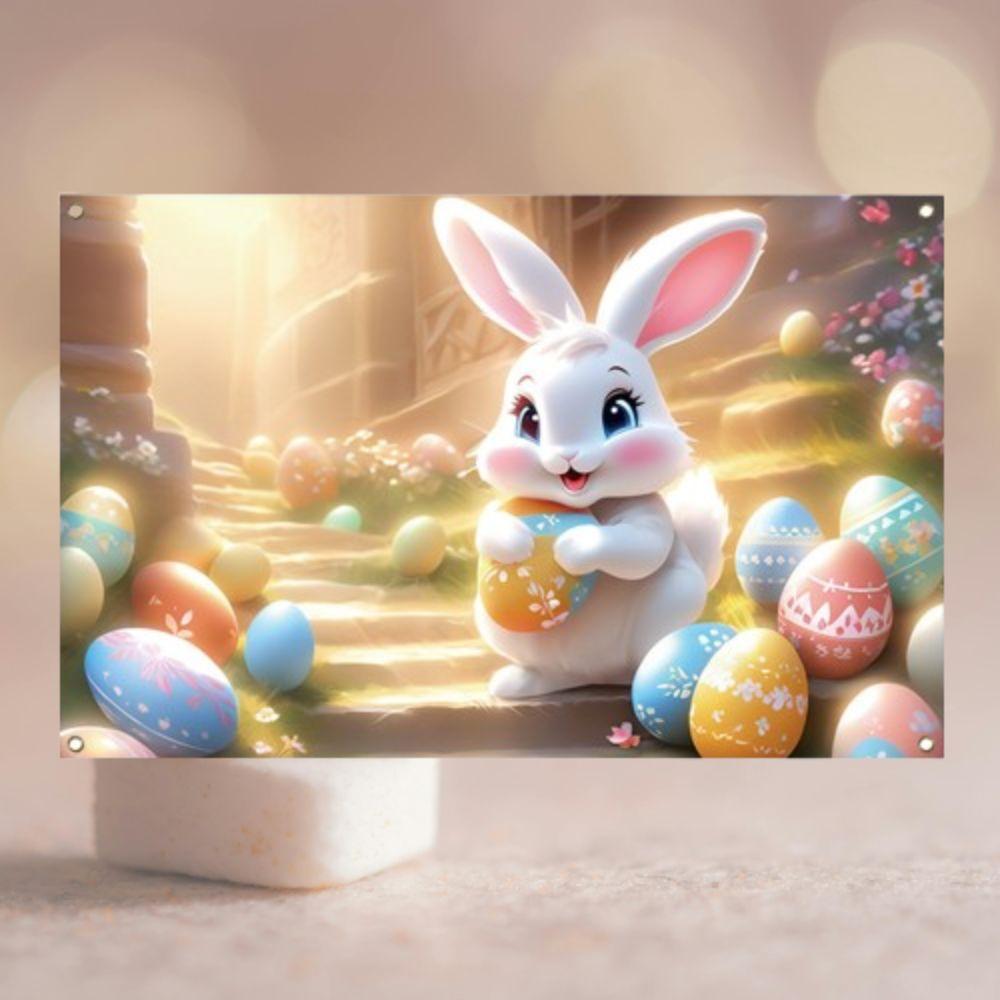 180*110cm Easter Photography Backdrop Cartoon Easter Hanging Banner  Happy Easter Decoration