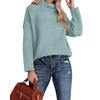 Fashionable Women's High-neck Knitted Sweater With Long Sleeves And Rolled Hem