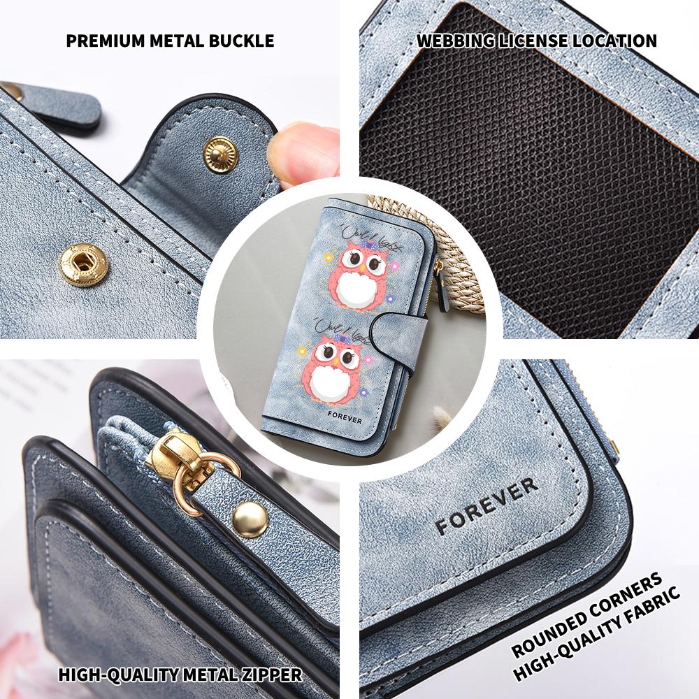 Cute Owl Printed Long Wallet for Women Fashion Casual Portable PU Leather Multi Slot Card Holder Purse