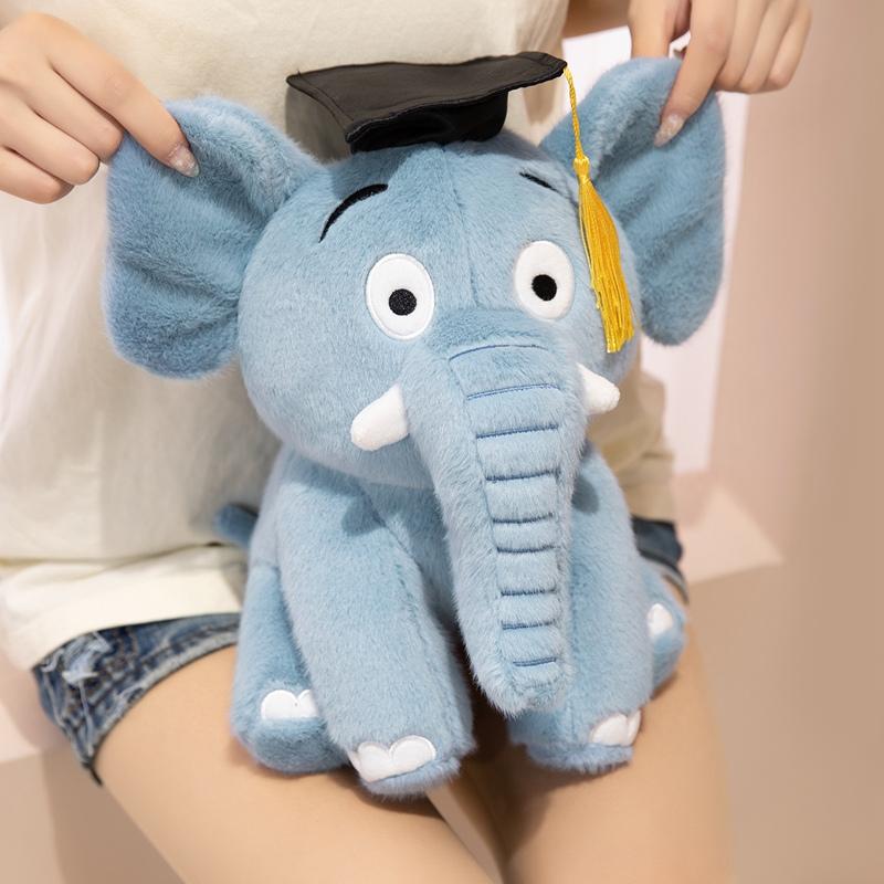 2025Cm Graduation Doctor Elephant Plush Toy Stuffed Cartoon Animal Bachelor University Classmate Souvenir Gift