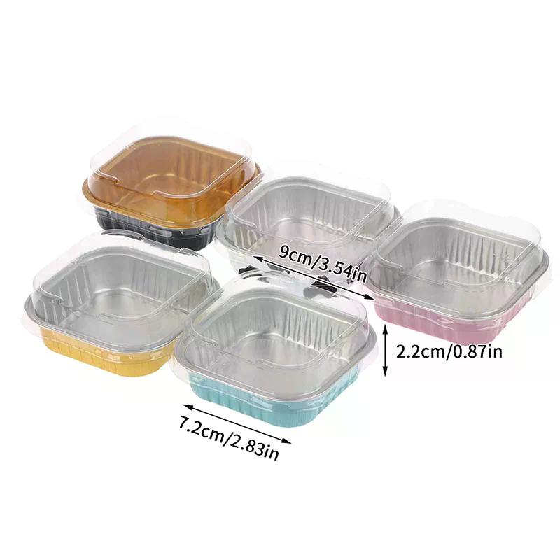 Jednorázové čtvercové hliníkové plechy na pečení s víčky na koláče, muffiny, chléb, nádoby na skladování potravin, 100 ks