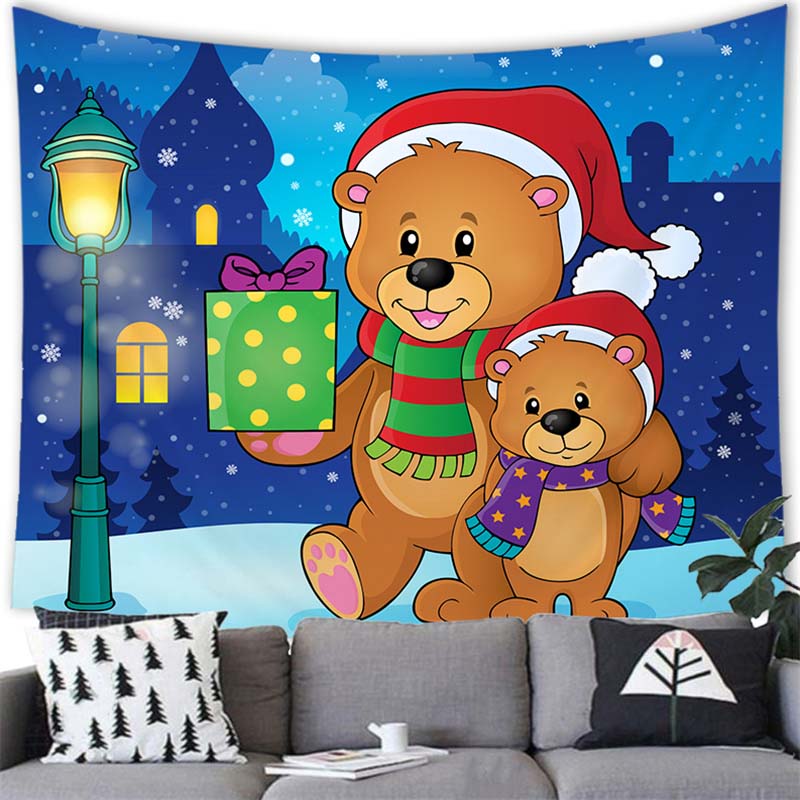 Santa Elch Schneemann Drucken Home Decor Tapisserie Wandbehang Weihnachten Wohnzimmer Zimmer Wand Dekor Hintergrund Stoff tapiz navideño