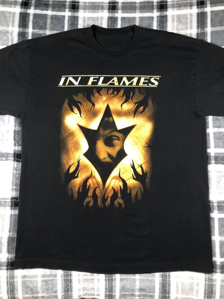 Vtg In Flames Band Reroute to Remain Tour Cotton Black T Shirt For Men CM807
