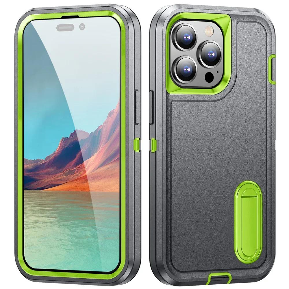 Case For iPhone 16 11 13 12 14 15 Pro Max XS XR 8 Plus Heavy Duty Shockproof Anti-Scratch Rugged Protective with Kickstand Cover