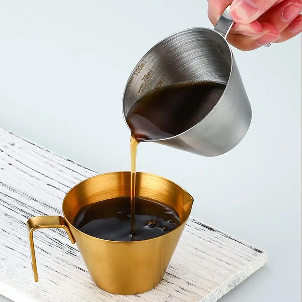 304 Stainless Steel Coffee Extraction Cup with Scale Small Milk Spoon Making Cup Espresso Measuring Cup Kitchen Tools Cup