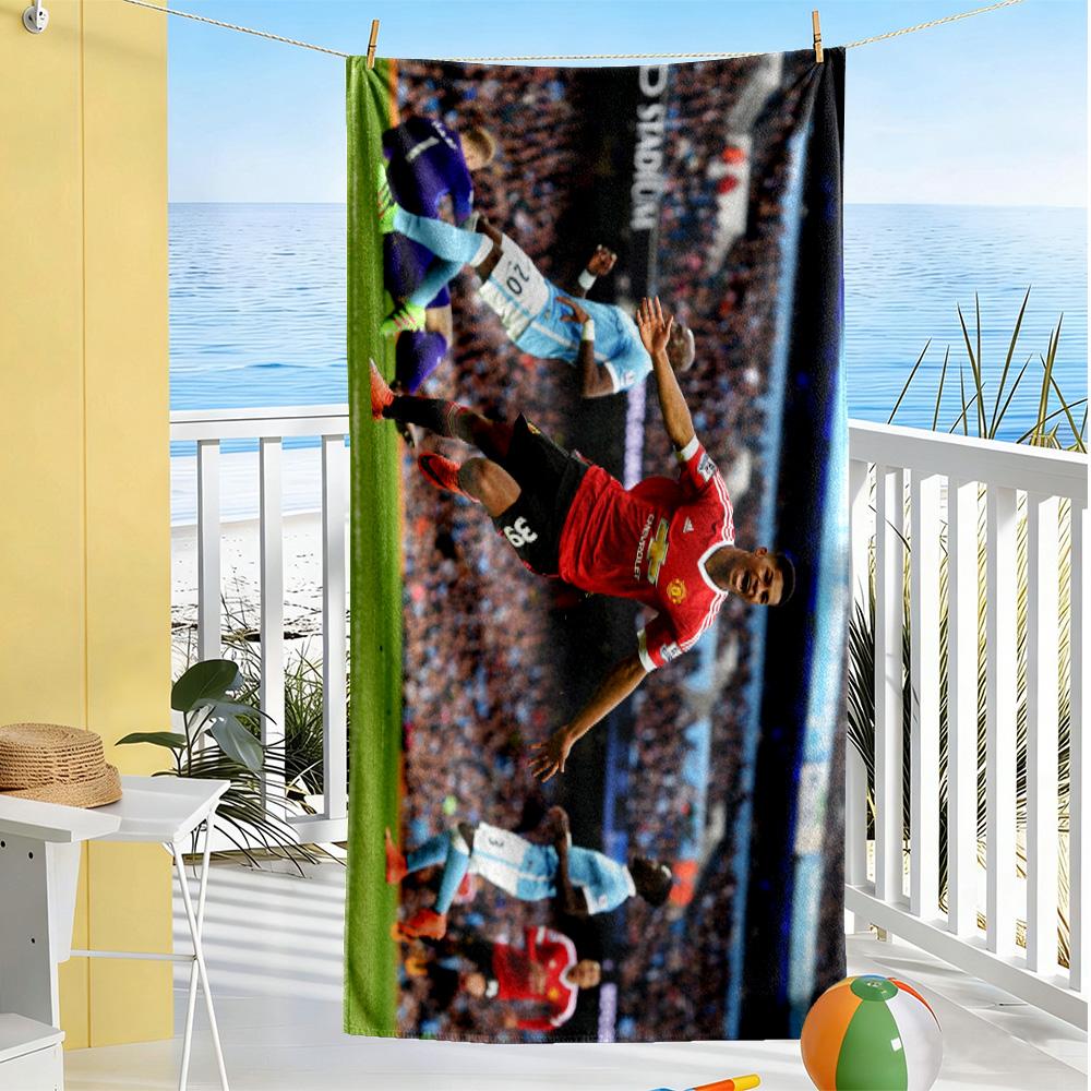Manchester Player Action Beach Towel Super Soft Microfiber Quickdry Fabric Comfortable Lightweight Suitable for Swimming, Gym, Camping, Yoga Vacation
