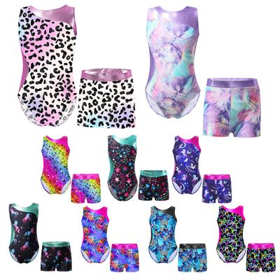 Kids Girls Gymnastic Leotard Athletic Sleeveless Dance Biketard Unitard Bodysuit Fitness Outfit