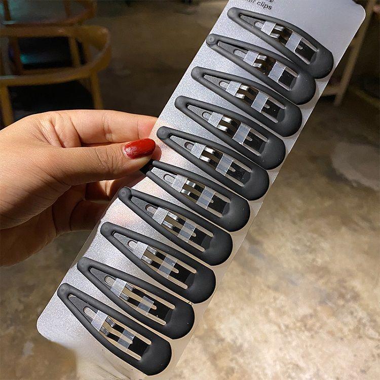 10pcs/set Matt Black Bobby Pins Women Make Up Hair Clip Barretttes Alloy Hairpin Big Water-drop Geometric Non-slip Styling Tools