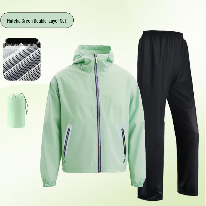 Men's Ultra-thin Raincoat and Pants Set: Anti-heavy Rain, Lightweight, Portable, Breathable for Outdoor Riders