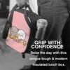 Cartoon Peach and Goma Mochi Cat Insulated Lunch Bag Resuable Leakproof Cooler Thermal Bento Bag with Adjustable Shoulder Strap