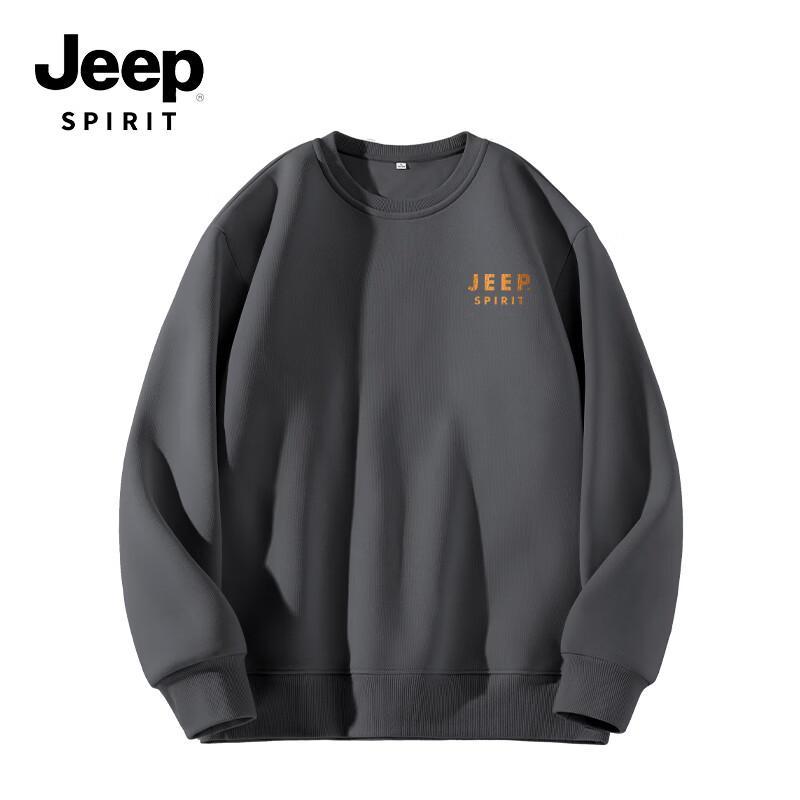 JEEP SPIRIT Men's & Couple's Loose Fit Round Neck Knit Sweatshirt