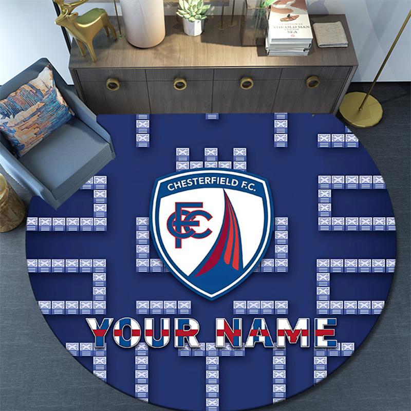 Custom Name Chesterfield F.C Round Area Rug,Carpet Rug for Living Room Bedroom Sofa Playroom Decor,Non-slip Floor Mat
