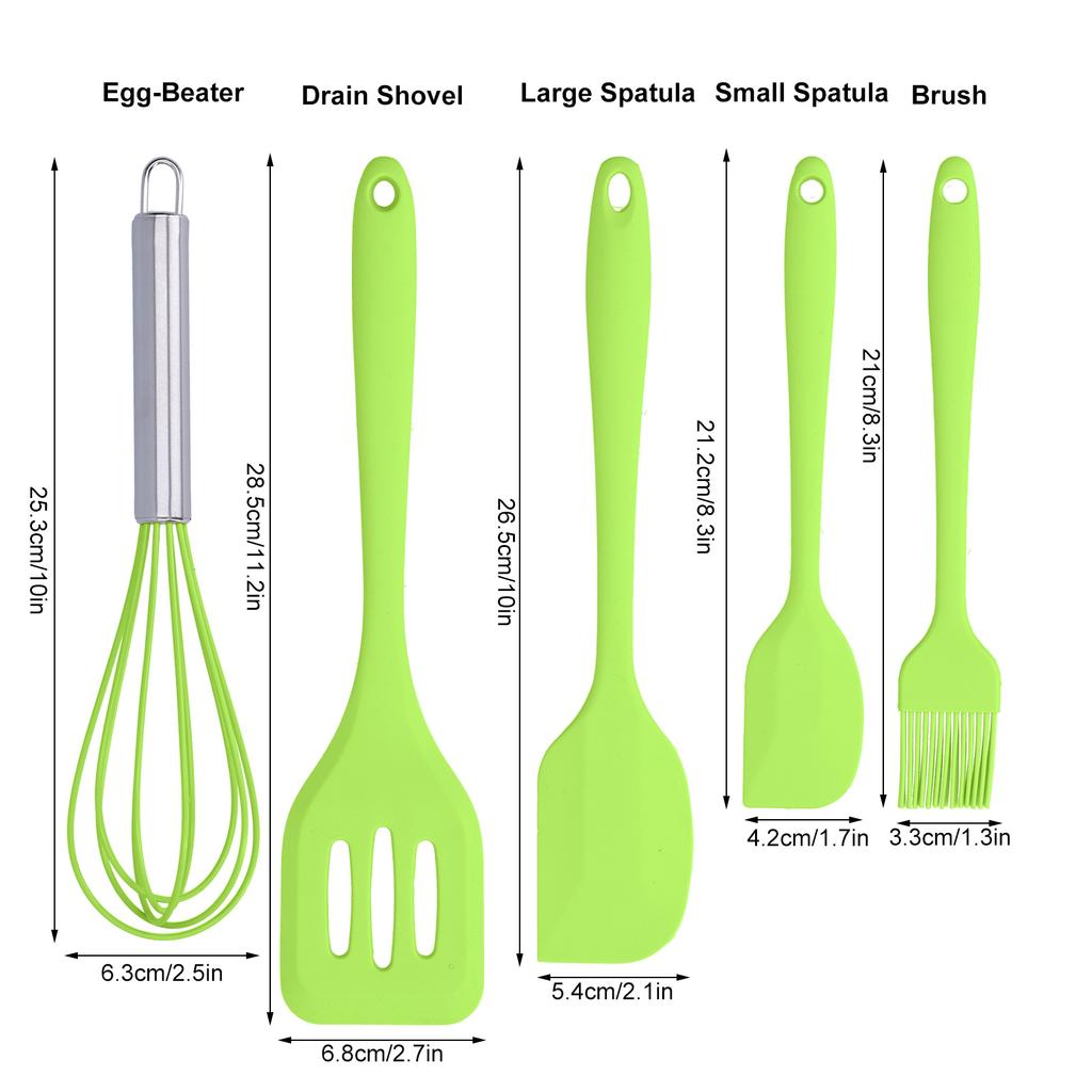 Cooking Spatula Set Silicone Baking Scraper Heat Resistant Kitchen Utensil(Pink )