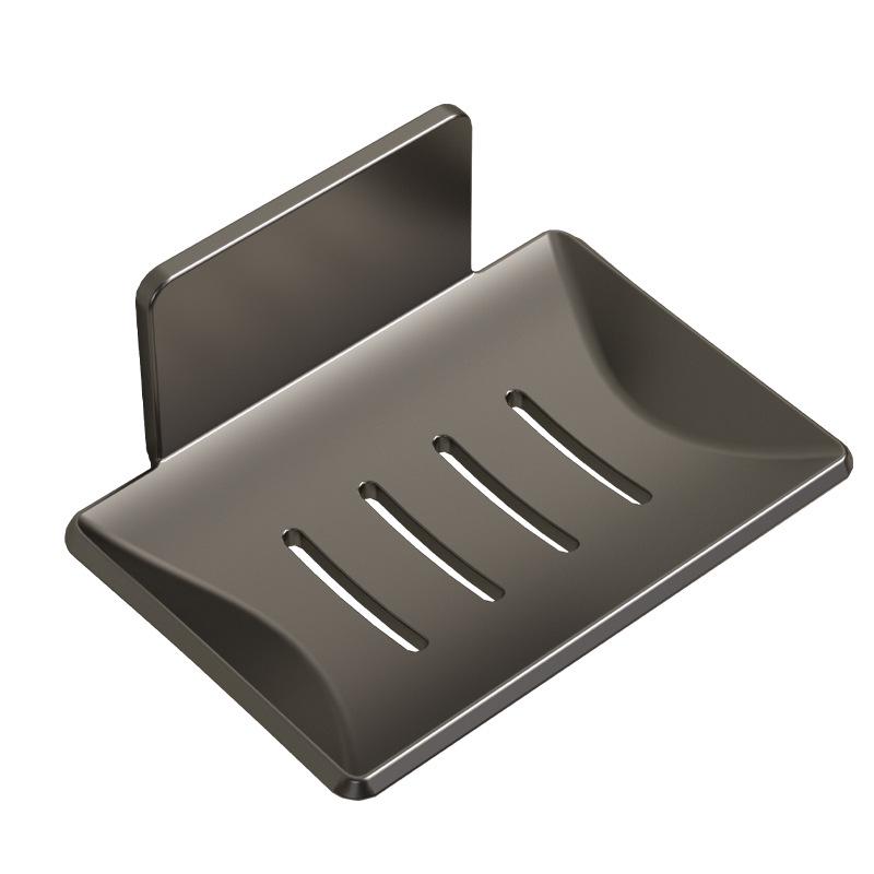 Gun Gray Wall-Mounted Soap Dish: Space-Saving, Drain-Ready, Punch-Free Aluminum Storage Rack for Bathroom