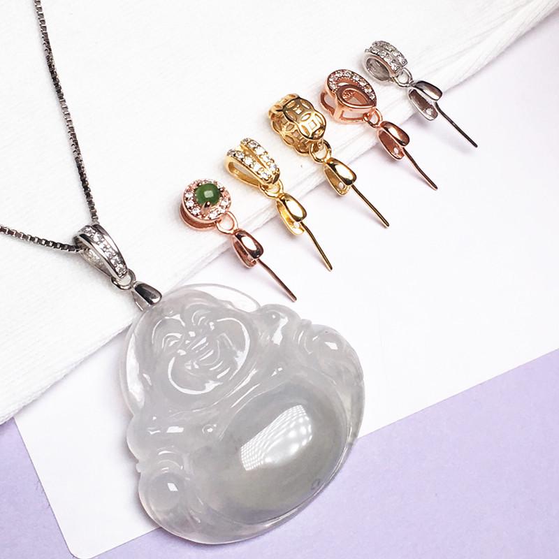 Buddha's Belly Jadeite S925 Pendant & Guanyin Necklace with Silver Buckle
