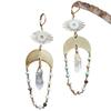 Crystal Earrings, Opal Earrings, Evil Eye Earrings, Sun and Moon Dangle, Witchy Bohemian Jewelry