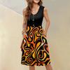 Women's Sleeveless Casual Vacation Loose Swing Geometric Button Midi Dress With Pockets