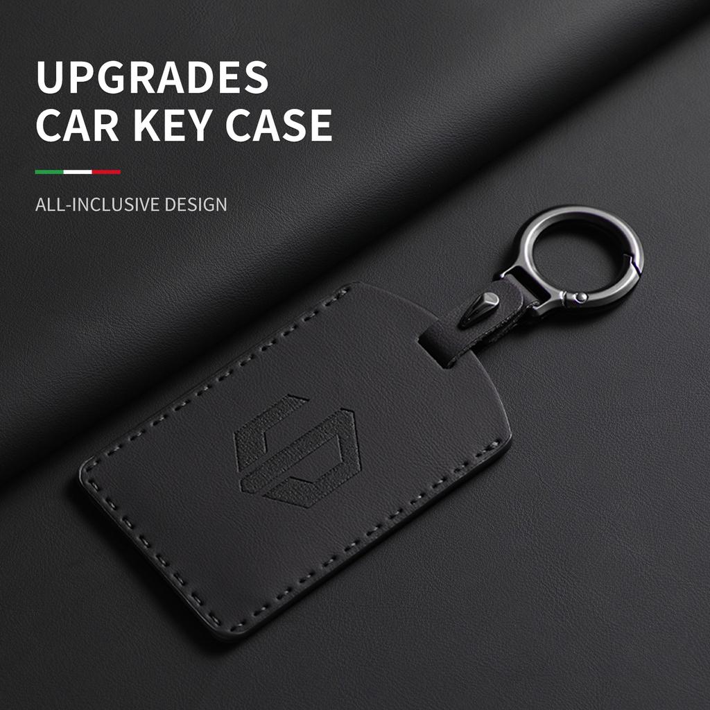Original Car Color Leather Key Case Cover Fob For Leapmotor B01 C11 C16 C10 Car Keyless Remote Key Card Kit Protector Accessorie