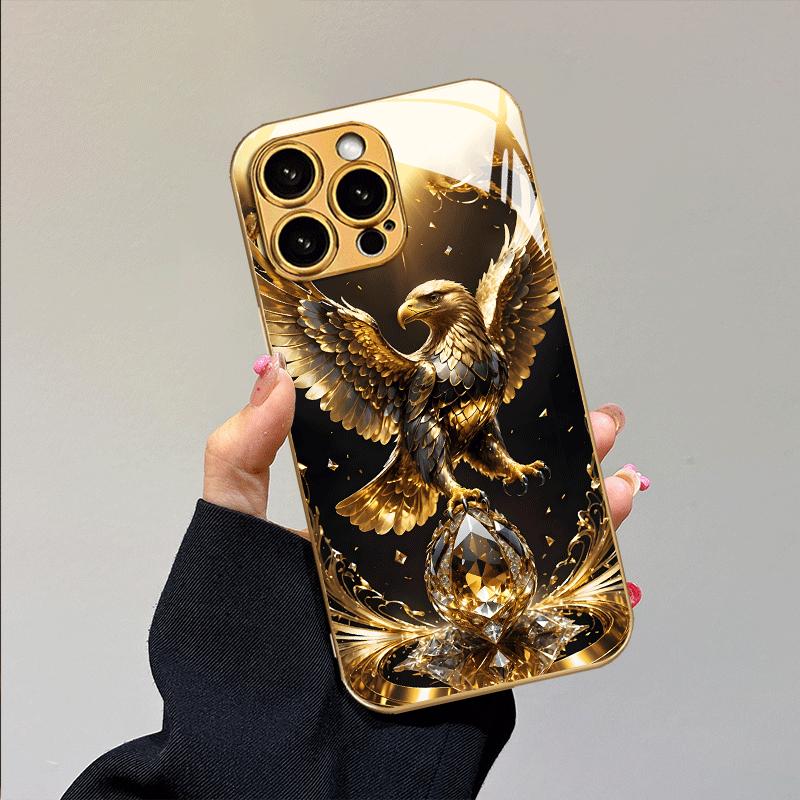 Eagle Fashion Business Luxurious High-end Phone Case Electroplated Glass PhoneCase for iPhone 17161514131211pm Pro Plus