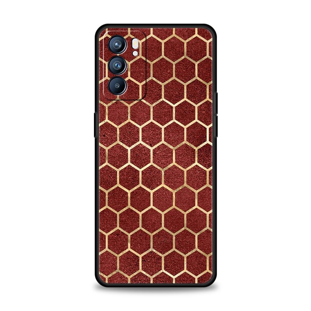 

Honeycomb Pattern Phone Case For Oppo A54 A53 A52 A15 A95 A16 A78 A79 A80 A98 4G Find X5 X6 Reno10 12 13 F Pro 5G Cover Oppo A95