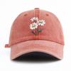 Pc Flower Print Washed Baseball Cap for AdultsMinimalist Retro Style Casual Soft Adjustable Dad HatPerfect As Gift