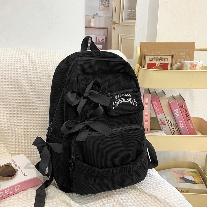 Schoolbagins Cute Bow Versatile Girl College Style School Bag Casual Japanese Hong Kong Style Lolita Fashion Backpack