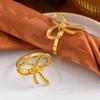 6Pcs Bow Christmas Napkin Rings Vintage Gold Ring Holders for Table Cloth Napkins for Dinner Parties Wedding Banquet Table Decor
