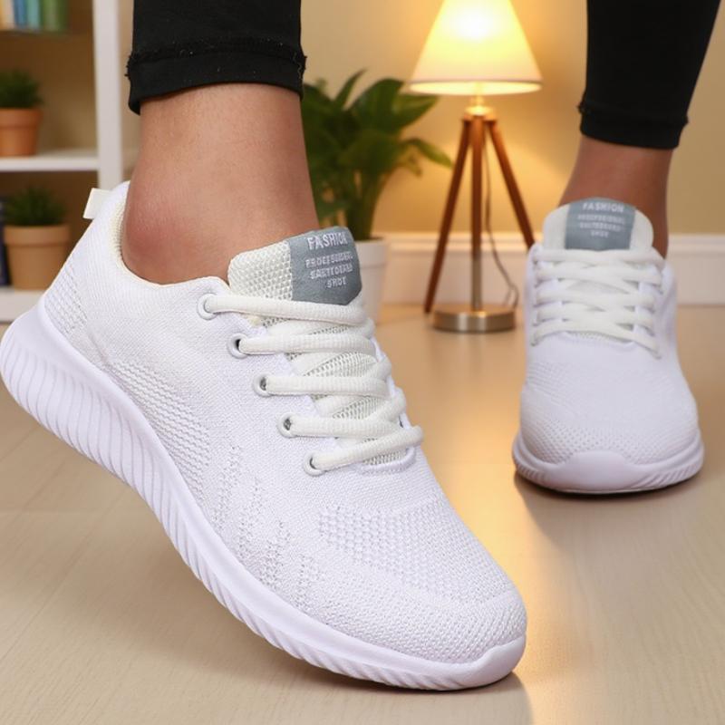 Anti Slip Sole Net Toed Women's Athletic Shoes Female Designer Shoes Chaussures Femme White Casual Flat Shoes for Women Sneaker