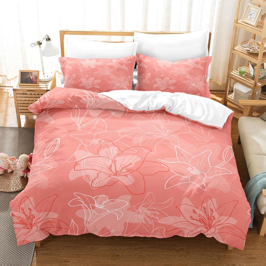 Flower Duvet Cover Set For Girls Women Bedroom Decor 3d Digital Print Polyester Comforter Cover Quilt Cover King Queen Full Size