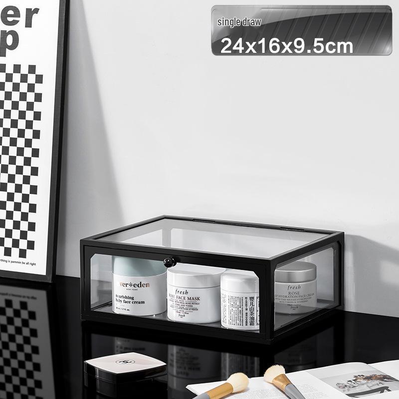 Luxury Glass Cosmetic Organizer - Dustproof Storage for Skincare, Lipsticks, and Masks