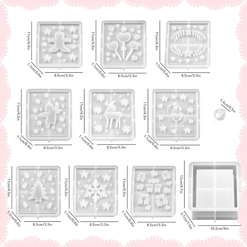 10 Pieces Christmas Themed Silicone Casting Mold Elk, Angel, Christmas Tree Reusable Gypsum Molds Non-Stick Home Decor