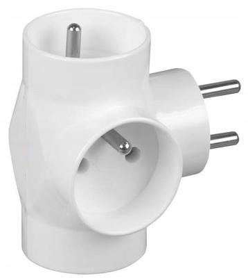 3-way Splitter with Grounding White 3x2PZ