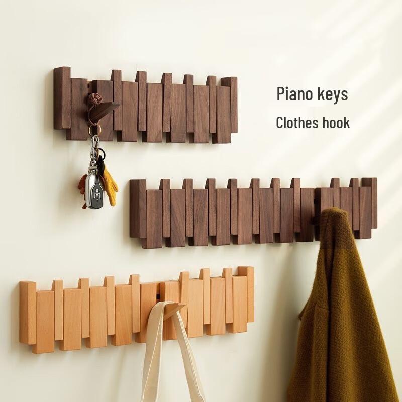 Baichengdao Drill-Free Solid Wood 6-Hook Wall Hanger