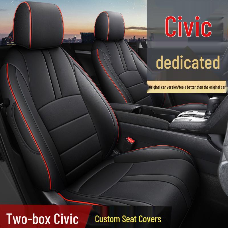 YDG Sportowe Skórzane Pokrowce na Fotele dopasowane do Honda Civic - Mata na Wszystkie Pory Roku