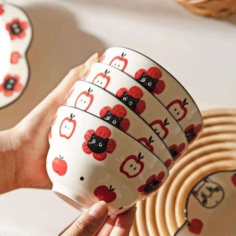 Cute Cartoon Ceramic Plate Creative Cat Fruits Salad Plates Exquisite Party Afternoon Tea Home Tableware Restaurant Ramen Bowls