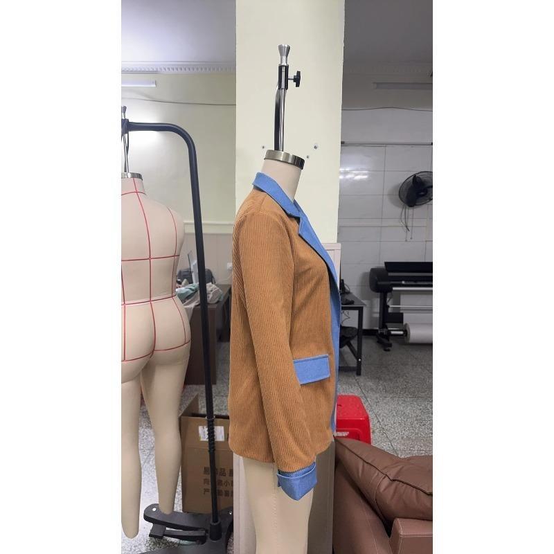 Paltoane Dama Blugi Toamna Primavara Guler Revers Buton Metalic Stil Cow Boy Patchwork Croiala Slim Jean Jachete Basic