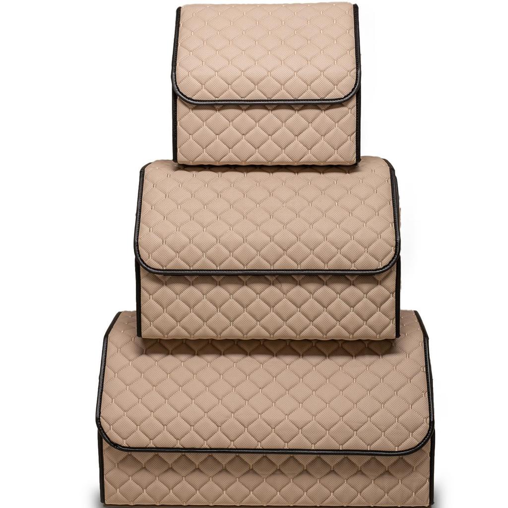 Beige Car Trunk Organizer & Velcro Fixation System, Car Trunk Organizer In 5 Sizes, Trunk Storage Bag