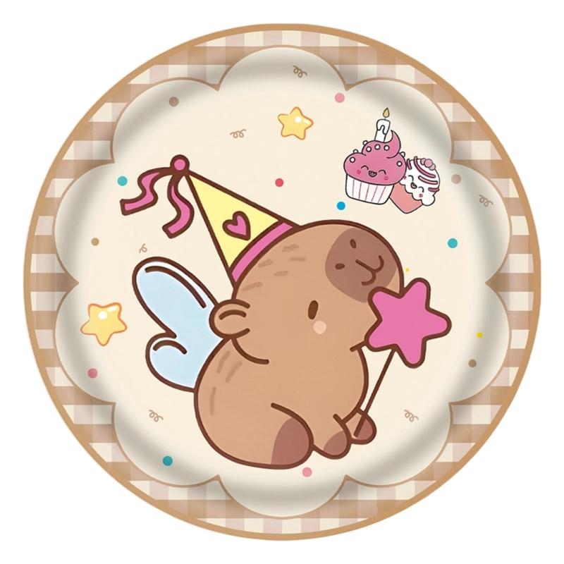 10Pcs Animal Cutlery Party Tableware Set Disposable Paper Plates Cups Fork OR Spoon for Kids Birthday Baby Showers