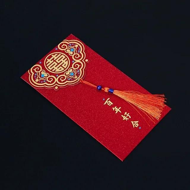 3Pcs/set Traditional Chinese Wedding Red Envelope with Tassel Lucky Money Packets Blessing Red Packet