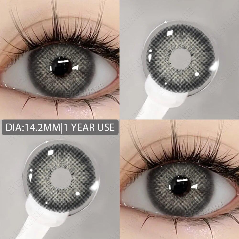 AMARA 1pair Colored Contact Lenses Natural Eye Lens Blue Eye Lenses Brown Lenses Gray Pupils Yearly Cosmetic Green Contacts