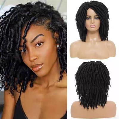 Synthetische Kurze Afro Twist Haare Geflochtene Halbwigs Clip-in Toupets Haarteile Dreadlocks Perücke Rock Party