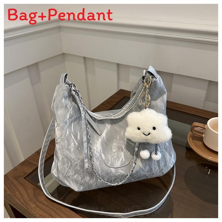 

Minimalist Tote Bag With Zipper Closure And Inner Phone Pocket For Women серебряный