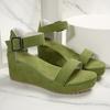 2024 New Summer Women's Sandals Fashion Buckle Shoes Open Toe Wedge Casual Shoes Women Plus Size 43 Aqua Platform Sandals Women