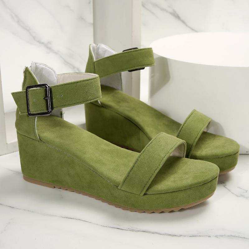 2024 New Summer Women's Sandals Fashion Buckle Shoes Open Toe Wedge Casual Shoes Women Plus Size 43 Aqua Platform Sandals Women