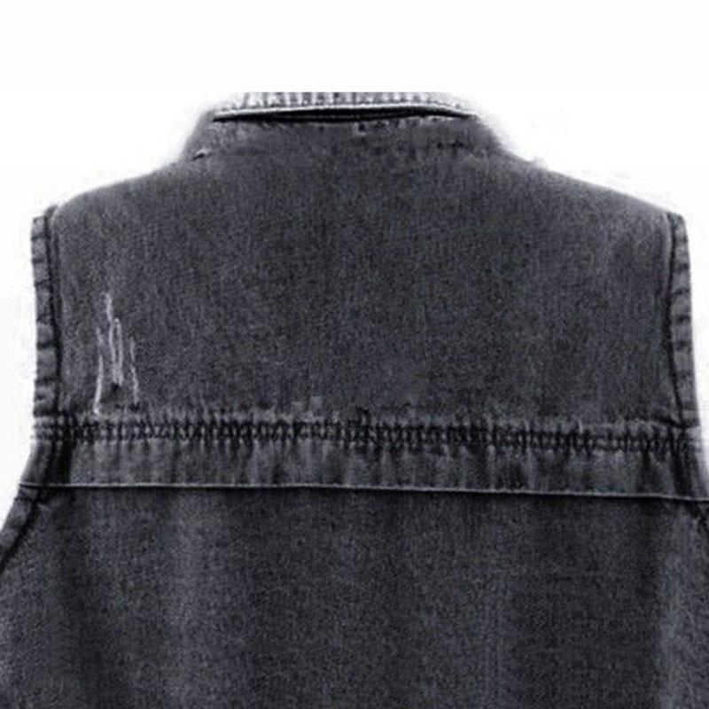 Black Denim Vest Women's Short Coat Large Pocket Sleeveless Vest Korean Style Spring and Summer Simple All-match Loose Top