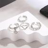 4-Piece Set Of Creative Hollowed-Out Heart Rings Featuring Minimalist Style With Open Knuckles Index Finger Exuding Elegance