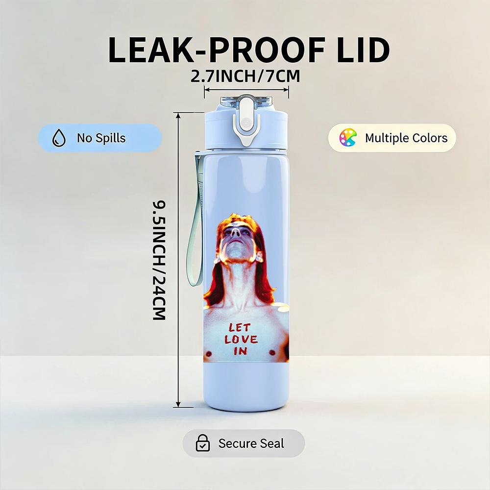 1PC Retro Red Head Female Minimalist Portrait Print 750ml Portable Sports Water Bottle Leakproof Gym Outdoor Travel Drink Cup