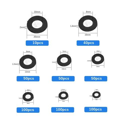 Solxion Nylon Flat Washers, M2-M10 (M2 M2.5 M3 M4 M5 M6 M8 M10) Repair Kit, 500-Piece Set, Nylon Insulated, Waterproof Flat Washers, Convenient for Re