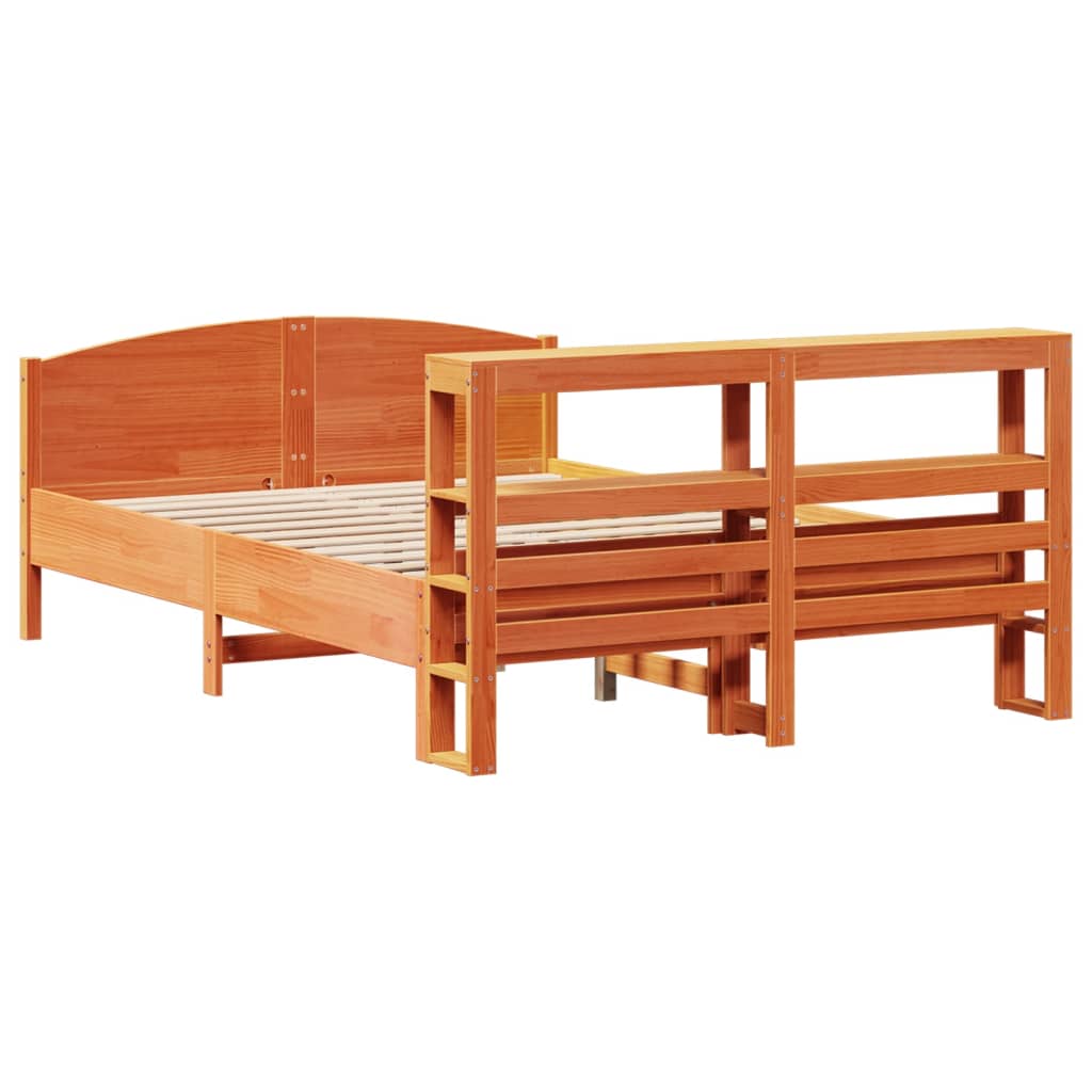Solid Wood Bed without Mattress Wax Brown 140 x 200 cm Pine Wood